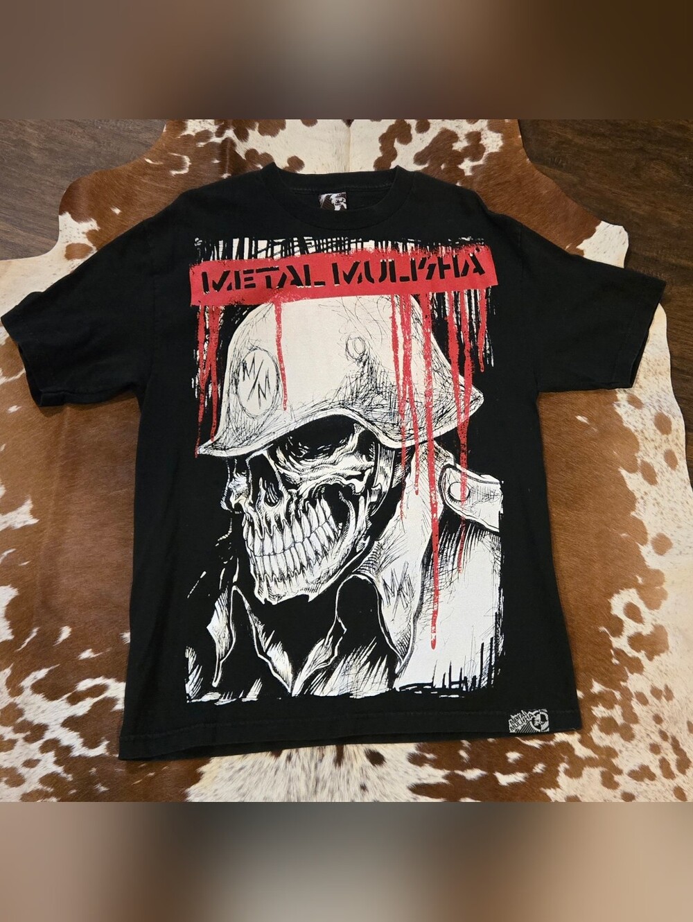 Metal Mulisha Black Graphic Skull T‑Shirt - Black/White/Red